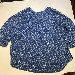 Jack’s Girlfriend Blue Flower Pattern Blouse XXL